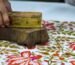 Block printing shirts by hand