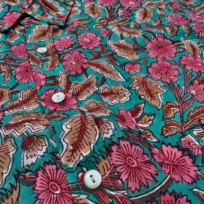 pink green flowers adhukala shirt