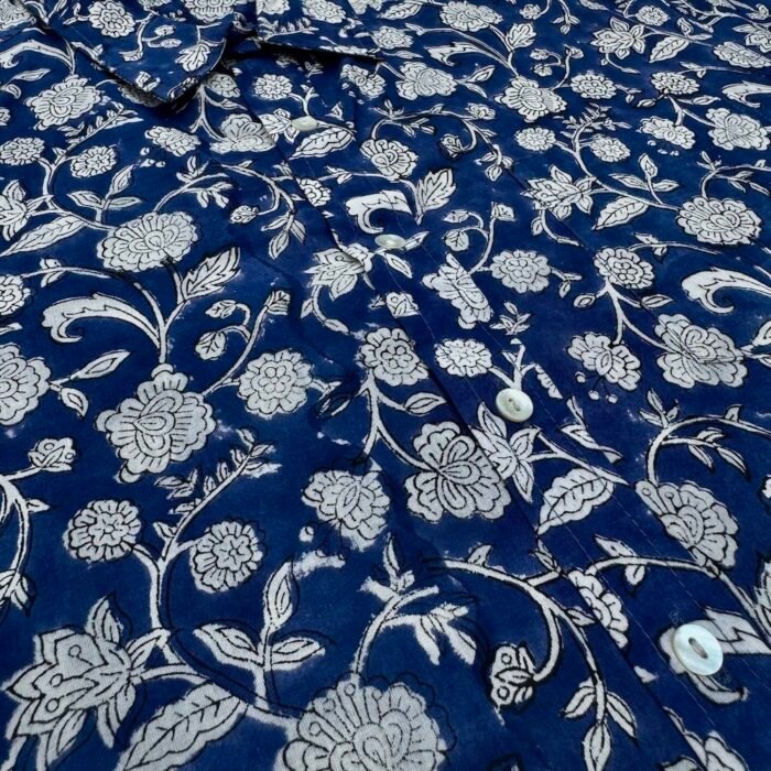 adhukala shirt close up dark blue flower